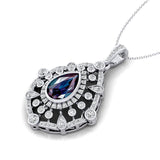 Art Deco Inspired Teardrop Alexandrite Diamond Pendant