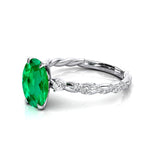 Oval Solitaire Emerald Ring with Twisted Wire Diamond Band