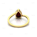 Twisted Up Down Band Pear Shaped Ruby Ring with Accent Diamonds