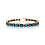 London Blue Topaz Tennis Bracelet: 14k Yellow Gold Bridal Jewelry - GeumJewels