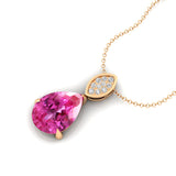 Illussion Set Diamond Pendant with Pear Cut Pink Sapphire