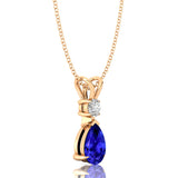 Tanzanite Teardrop Pendant with Solitaire Diamond