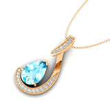 Designer Diamond Loop Pendant with Teardrop Shaped Aquamarine