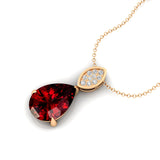 Illussion Set Diamond Pendant with Pear Cut Garnet