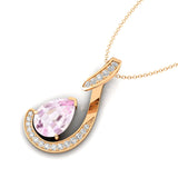 Designer Diamond Loop Pendant with Teardrop Shaped Morganite