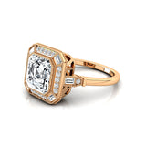 Vintage Style Square Cut Lab Diamond Diamond Ring