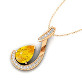 Designer Diamond Loop Pendant with Teardrop Shaped Yellow Sapphire