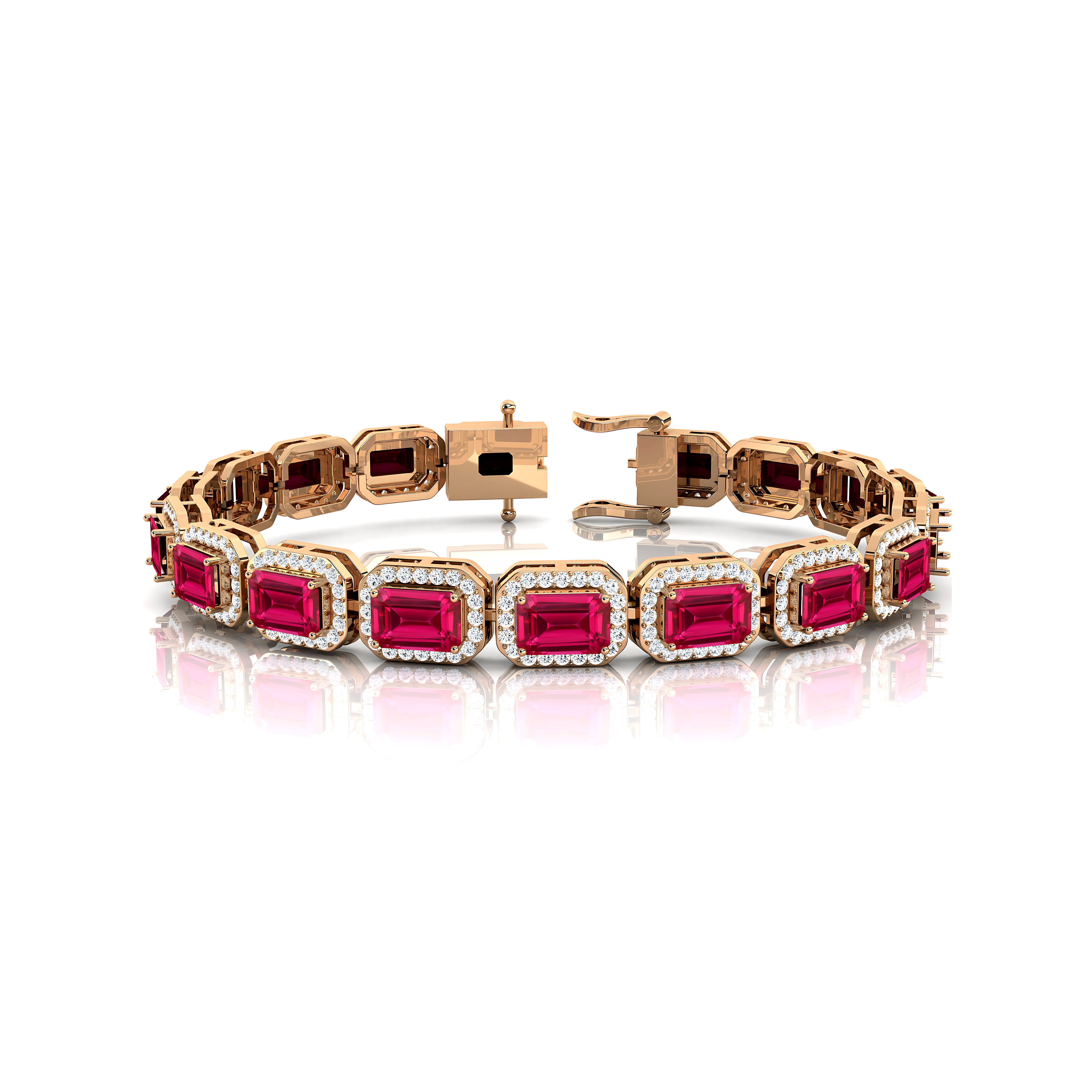 14kt Gold Pink Sapphire Bracelet Wedding Jewelry Gift for Mother - GeumJewels