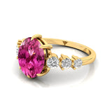 Oval Cut Pink Sapphire with Graduated Diamonds Ring