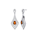 Vintage Inspired Pear Cut Citrine Diamond Drop Earrings