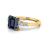 Princess Cut Alexandrite Graduating Accent Diamond Ring