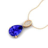 Illussion Set Diamond Pendant with Pear Cut Tanzanite