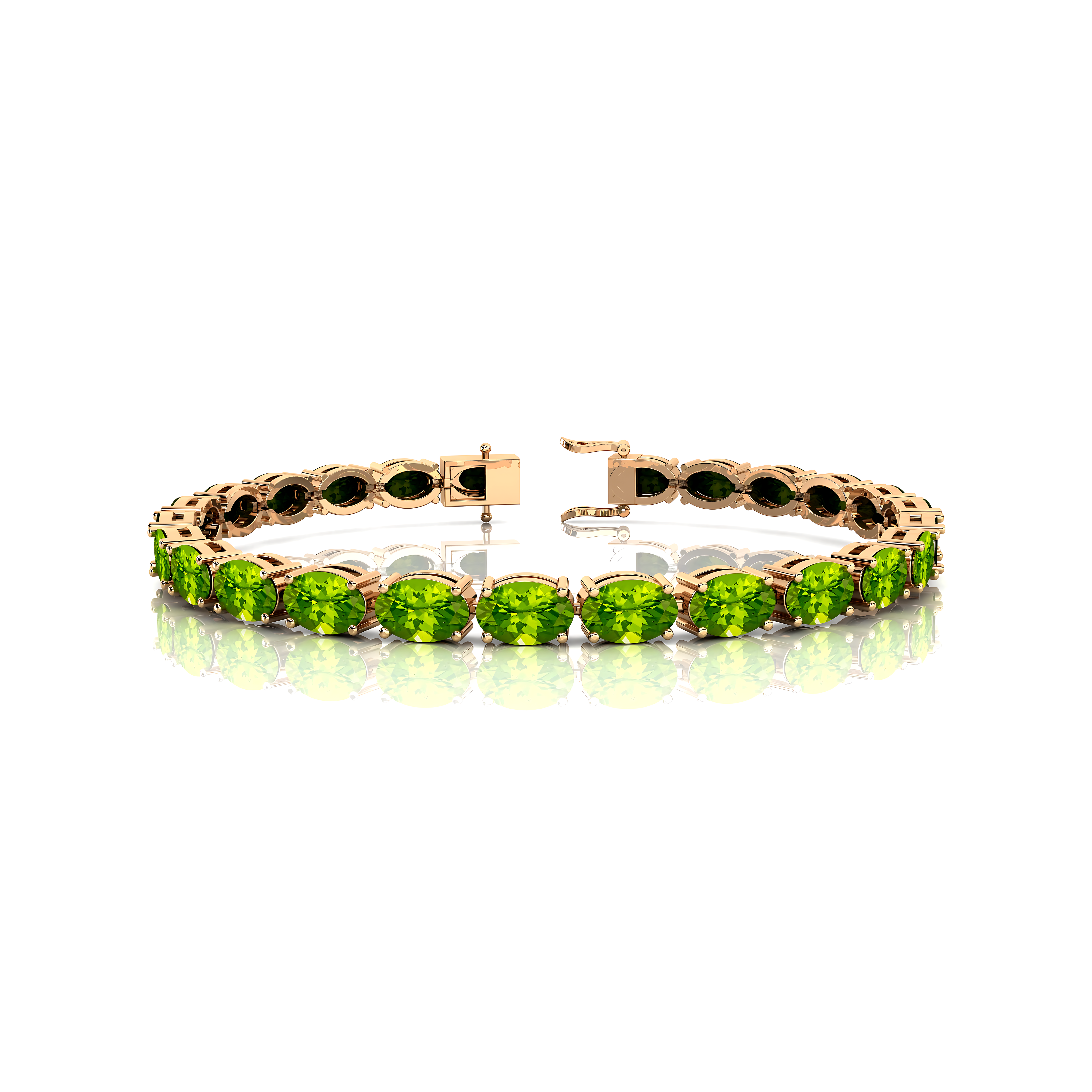 Peridot Tennis Bracelet 14k 18k Fine Yellow Gold Bridal Wedding Jewelry Engagement Gift For Mother - GeumJewels