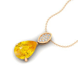 Illussion Set Diamond Pendant with Pear Cut Yellow Sapphire