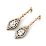 Art Deco Style Pear Shaped Lab Diamond Drop Earrings