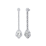 Vintage Style Pear Cut Lab Diamond Halo Diamond Drop Earrings