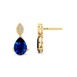 Illussion Set Diamond Earrings with Pear Cut Blue Sapphire