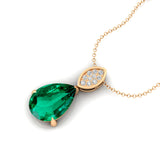 Illussion Set Diamond Pendant with Pear Cut Emerald