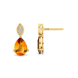 Illussion Set Diamond Earrings with Pear Cut Citrine