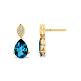 Illussion Set Diamond Earrings with Pear Cut London Blue Topaz