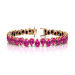 14kt Solid Gold Pink Sapphire Tennis Bracelet: Dainty Pear Teardrop Gemstone Bridal Jewelry - GeumJewels