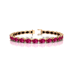 Oval Pink Sapphire Gold Tennis Bracelet - 14k 18k Solid Yellow Gold Green Gemstone Fine Bridal Wedding Jewelry Gift for Women - GeumJewels
