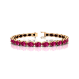 Oval Pink Sapphire Gold Tennis Bracelet - 14k 18k Solid Yellow Gold Green Gemstone Fine Bridal Wedding Jewelry Gift for Women - GeumJewels