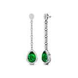 Vintage Style Pear Cut Emerald Halo Diamond Drop Earrings