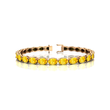 Yellow Sapphire Gold Tennis Bracelet - 14k 18k Solid Yellow Gold Green Gemstone Fine Bridal Wedding Jewelry Gift for Her - GeumJewels