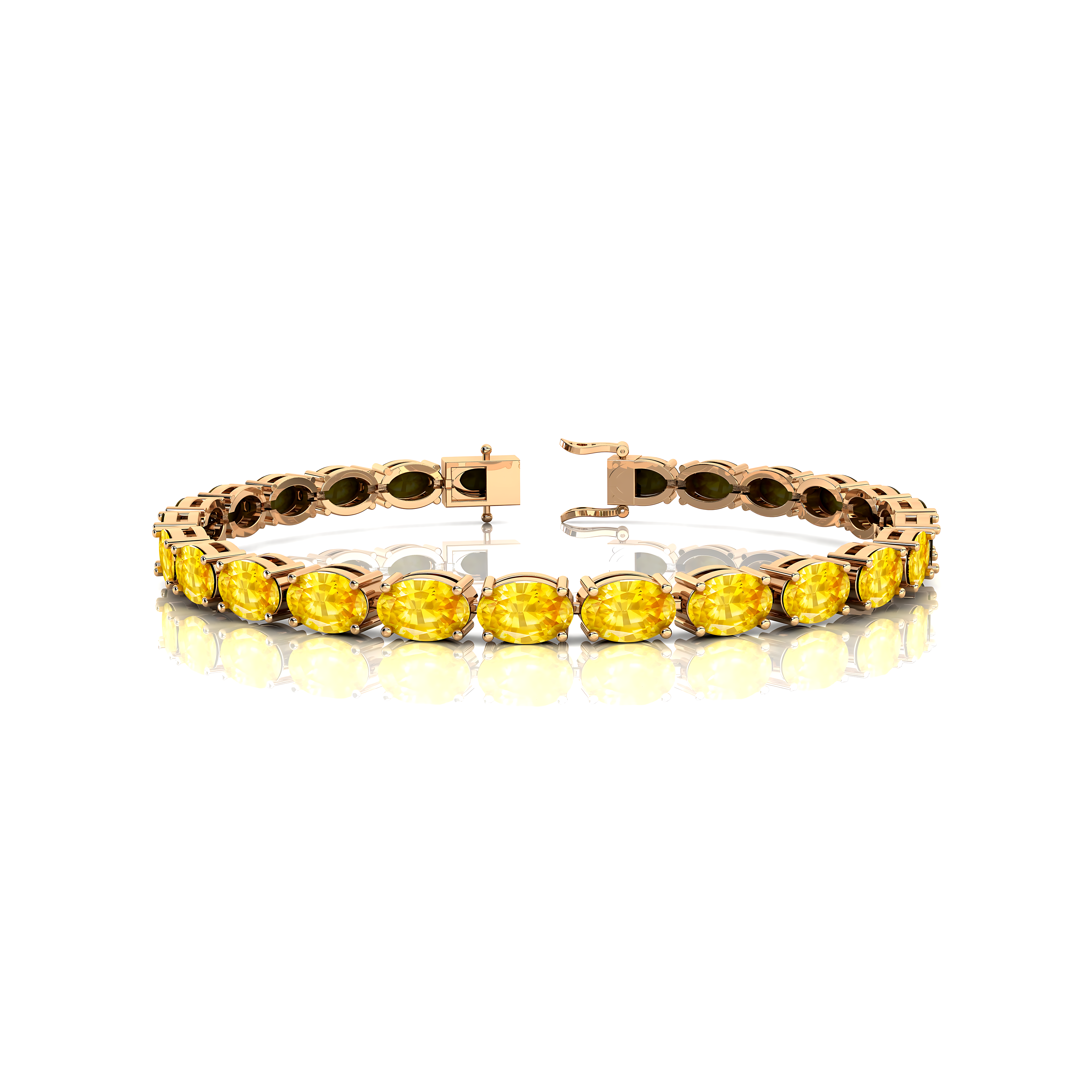 Yellow Sapphire Gold Tennis Bracelet - 14k 18k Solid Yellow Gold Green Gemstone Fine Bridal Wedding Jewelry Gift for Her - GeumJewels