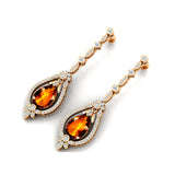 Art Deco Style Pear Shaped Citrine Diamond Drop Earrings