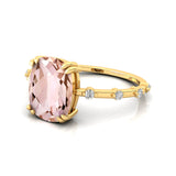 Cushion Cut Morganite Engagement Ring with Distant Diamond Band