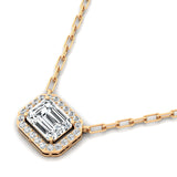 Emerald Cut Lab Diamond Halo Set Diamond Necklace