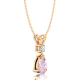 Morganite Teardrop Pendant with Solitaire Diamond