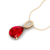 Illussion Set Diamond Pendant with Pear Cut Ruby