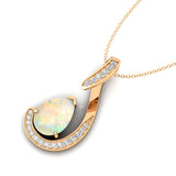 Designer Diamond Loop Pendant with Teardrop Shaped Opal