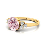 Trio Diamond Engagement Ring with Round Solitaire Morganite