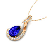 Designer Diamond Loop Pendant with Teardrop Shaped Tanzanite