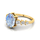 Oval Cut Moonstone with Graduated Diamonds Ring