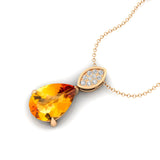 Illussion Set Diamond Pendant with Pear Cut Citrine