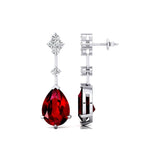 Teardrop Ruby Drop Earrings with Accent Diamonds