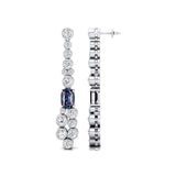 Elongated Cushion Alexandrite Bezel Set Diamond Drop Earrings