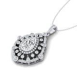 Art Deco Inspired Teardrop Lab Diamond Pendant