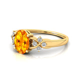 Criss Cross Diamond Ring with Oval Cut Citrine