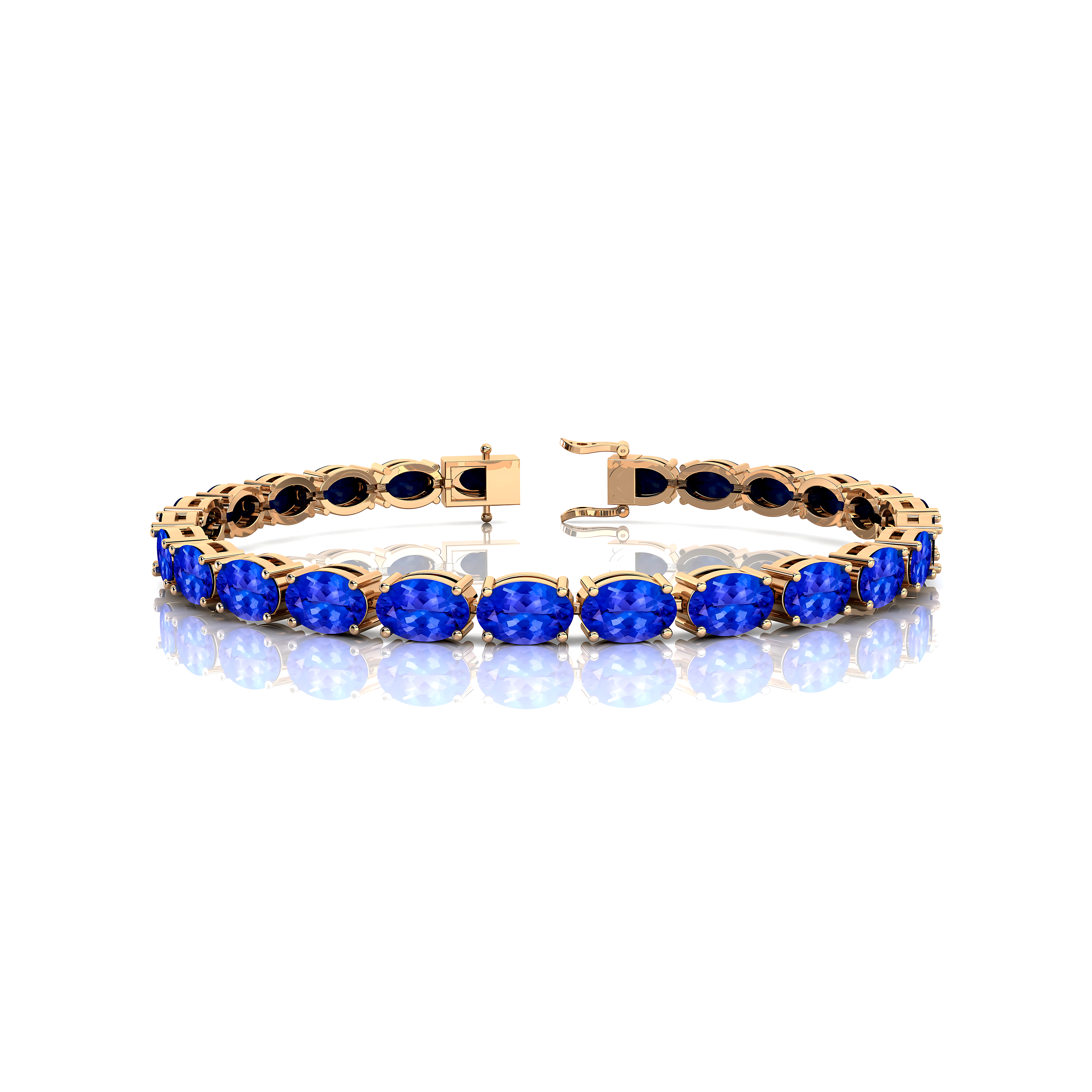 Natural Tanzanite Tennis Bracelet: 14k Yellow Gold Wedding Jewelry - GeumJewels