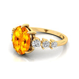 Oval Cut Citrine with Graduated Diamonds Ring