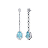 Vintage Style Pear Cut Aquamarine Halo Diamond Drop Earrings