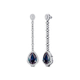 Vintage Style Pear Cut Alexandrite Halo Diamond Drop Earrings