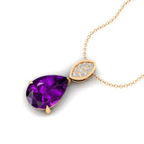 Illussion Set Diamond Pendant with Pear Cut Amethyst