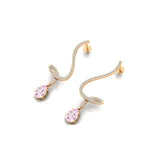 Elegant Spiral Teardrop Morganite Diamond Drop Earrings